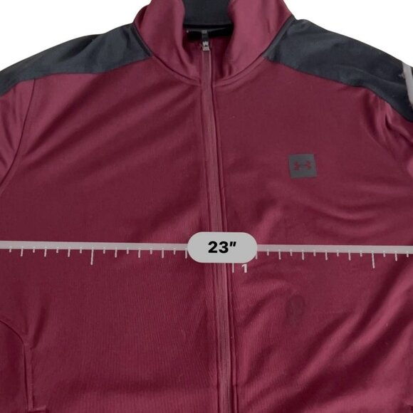 Under Armour Fitted Performance Jacket Full Zip Large Burgundy Mesh Sleeves - Picture 13 of 15